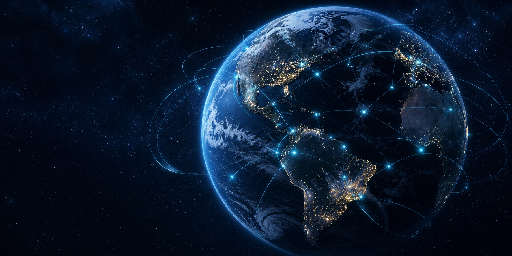 Earth with international technology connections